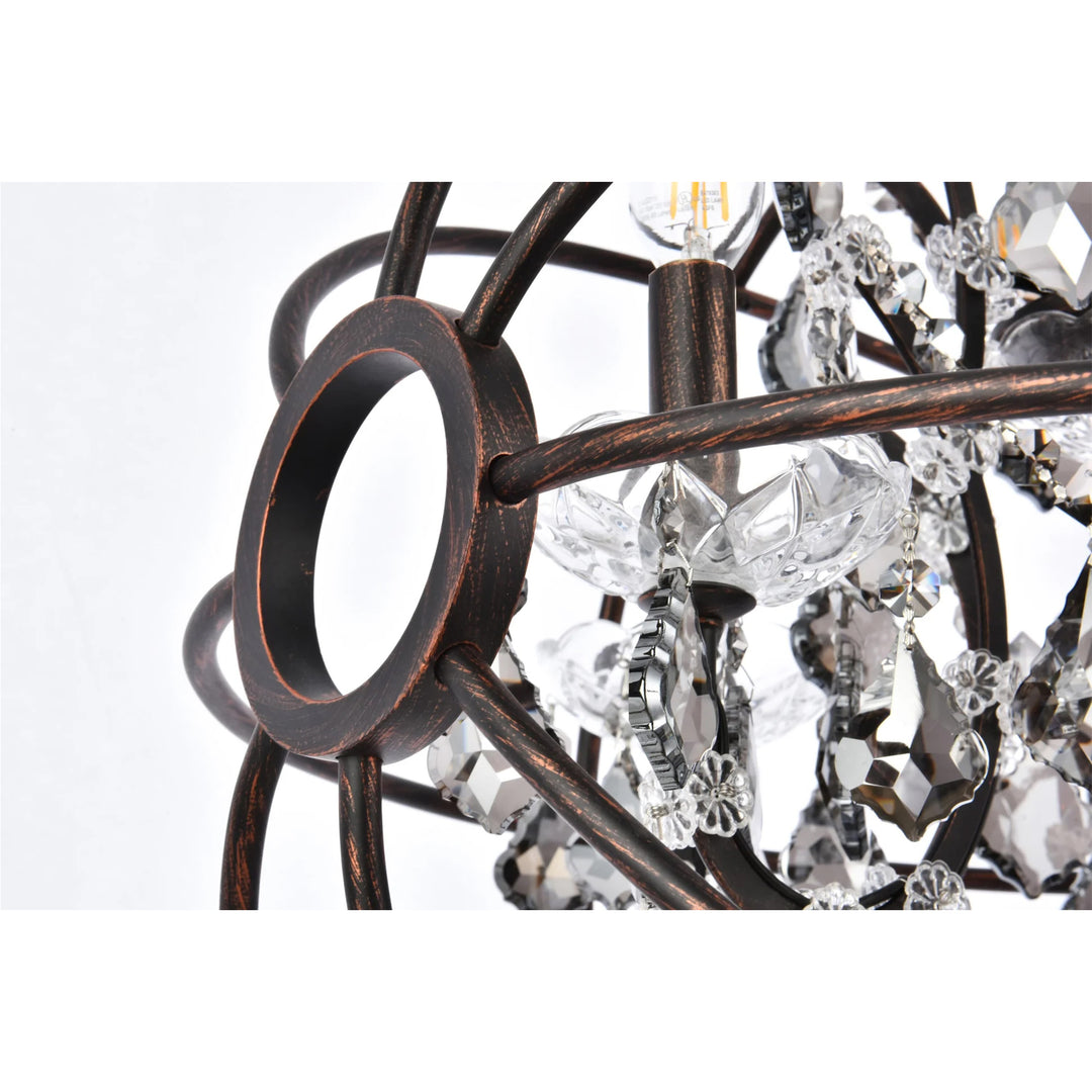 5 light dark bronze Pendant Silver Shade (Grey) Royal Cut crystal - View 6 - Joshua Marshal