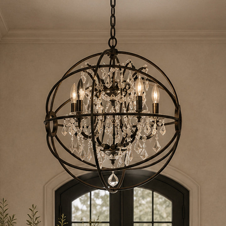 5 light Dark Bronze Pendant Clear Royal Cut crystal Dark Bronze Finish - LIGHTING by Joshua Marshal