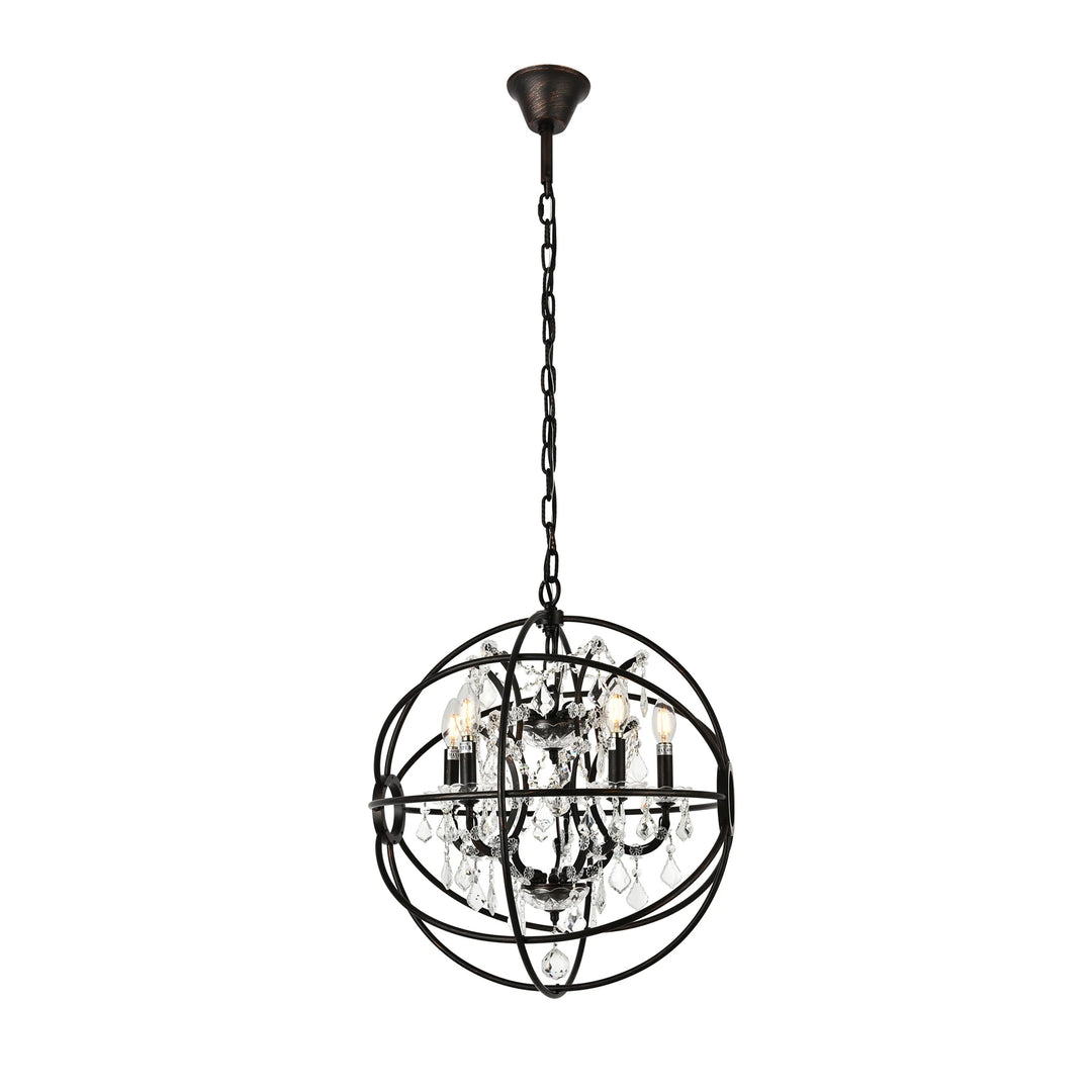 5 light Dark Bronze Pendant Clear Royal Cut crystal - View 3 - Joshua Marshal
