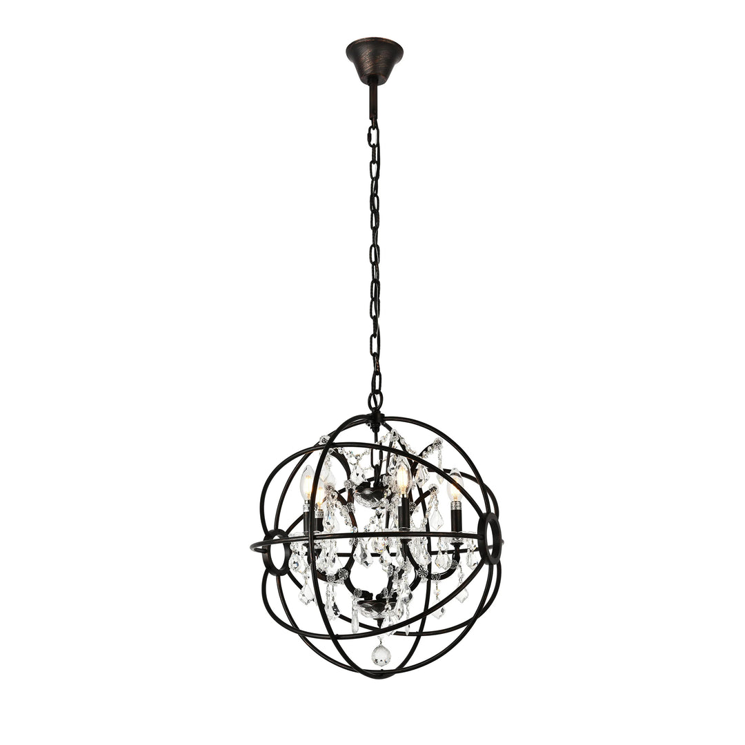 5 light Dark Bronze Pendant Clear Royal Cut crystal - View 4 - Joshua Marshal