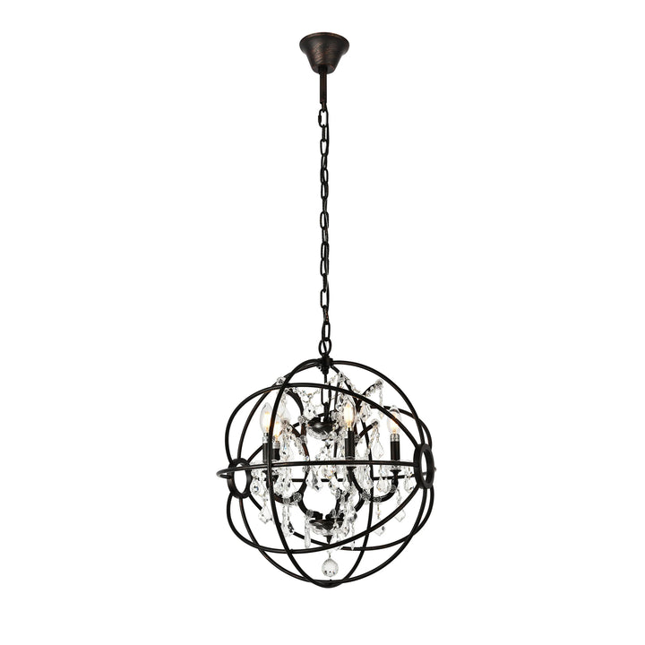 5 light Dark Bronze Pendant Clear Royal Cut crystal - View 4 - Joshua Marshal