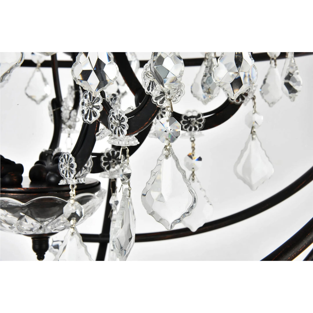 5 light Dark Bronze Pendant Clear Royal Cut crystal - View 5 - Joshua Marshal