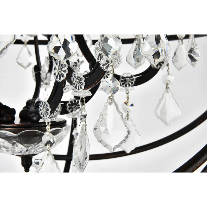5 light Dark Bronze Pendant Clear Royal Cut crystal - View 5 - Joshua Marshal