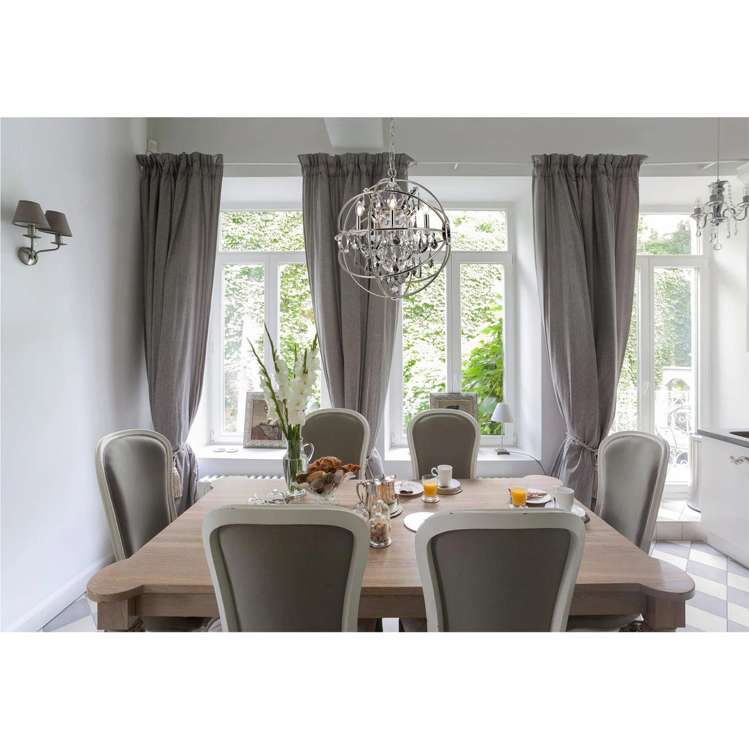 5 light polished nickel Pendant Silver Shade (Grey) Royal Cut crystal - View 2 - Joshua Marshal