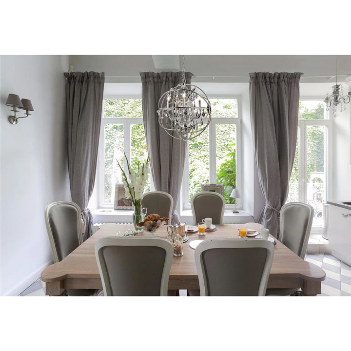 5 light polished nickel Pendant Silver Shade (Grey) Royal Cut crystal - View 2 - Joshua Marshal