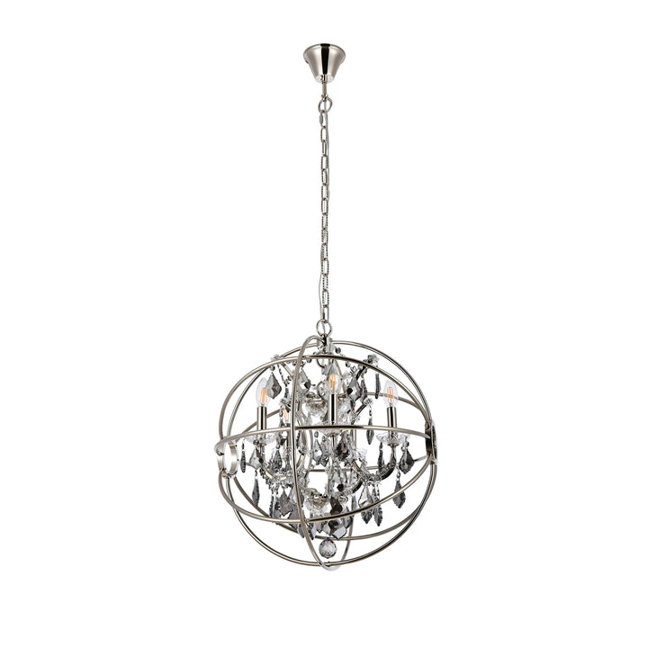 5 light polished nickel Pendant Silver Shade (Grey) Royal Cut crystal - View 4 - Joshua Marshal