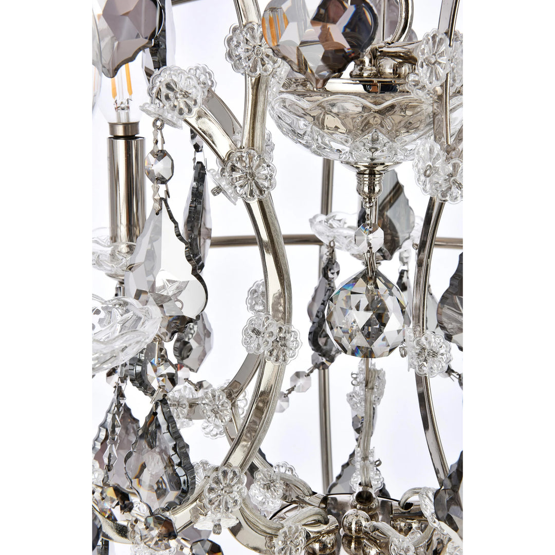 5 light polished nickel Pendant Silver Shade (Grey) Royal Cut crystal - View 5 - Joshua Marshal