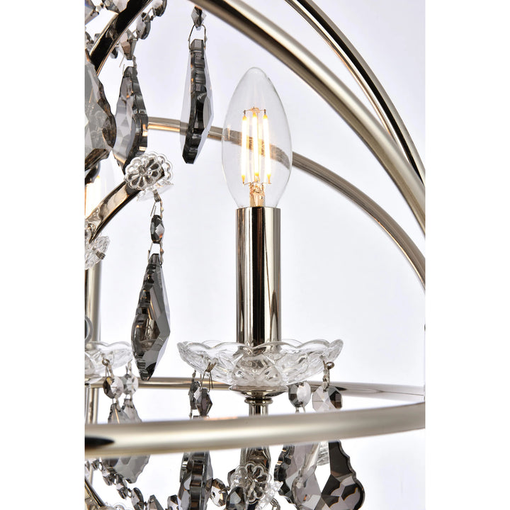 5 light polished nickel Pendant Silver Shade (Grey) Royal Cut crystal - View 6 - Joshua Marshal