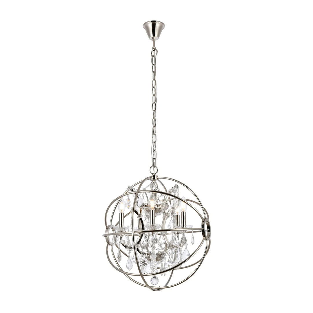5 light polished nickel Pendant Clear Royal Cut crystal - View 3 - Joshua Marshal