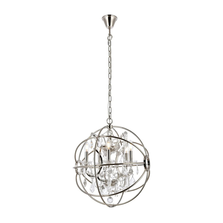5 light polished nickel Pendant Clear Royal Cut crystal - View 3 - Joshua Marshal
