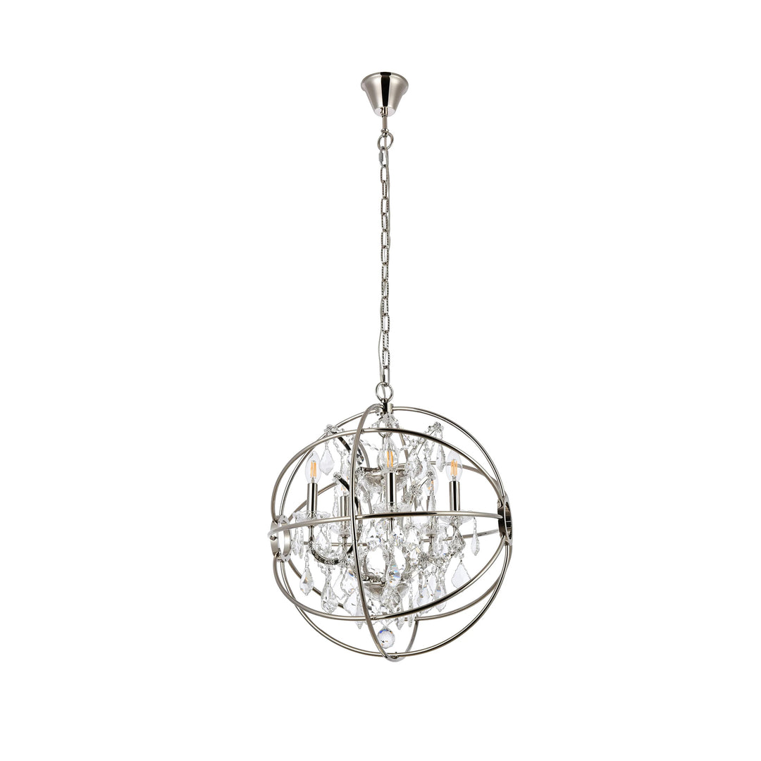 5 light polished nickel Pendant Clear Royal Cut crystal - View 4 - Joshua Marshal