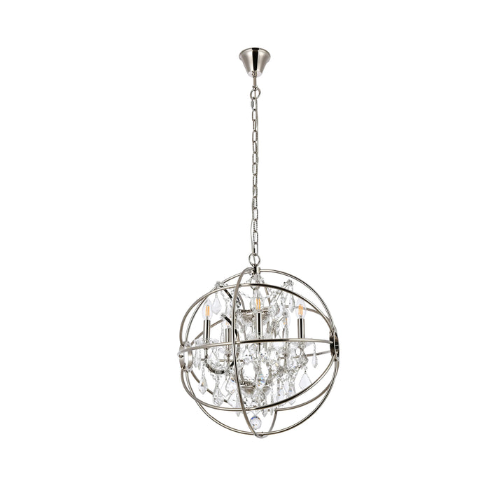5 light polished nickel Pendant Clear Royal Cut crystal - View 4 - Joshua Marshal