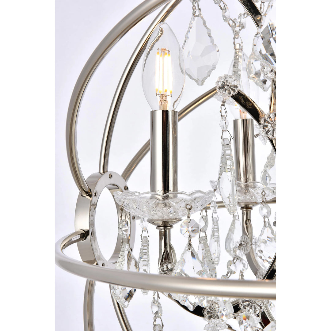 5 light polished nickel Pendant Clear Royal Cut crystal - View 5 - Joshua Marshal