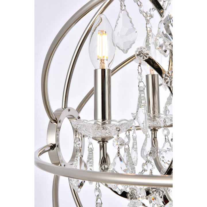 5 light polished nickel Pendant Clear Royal Cut crystal - View 5 - Joshua Marshal