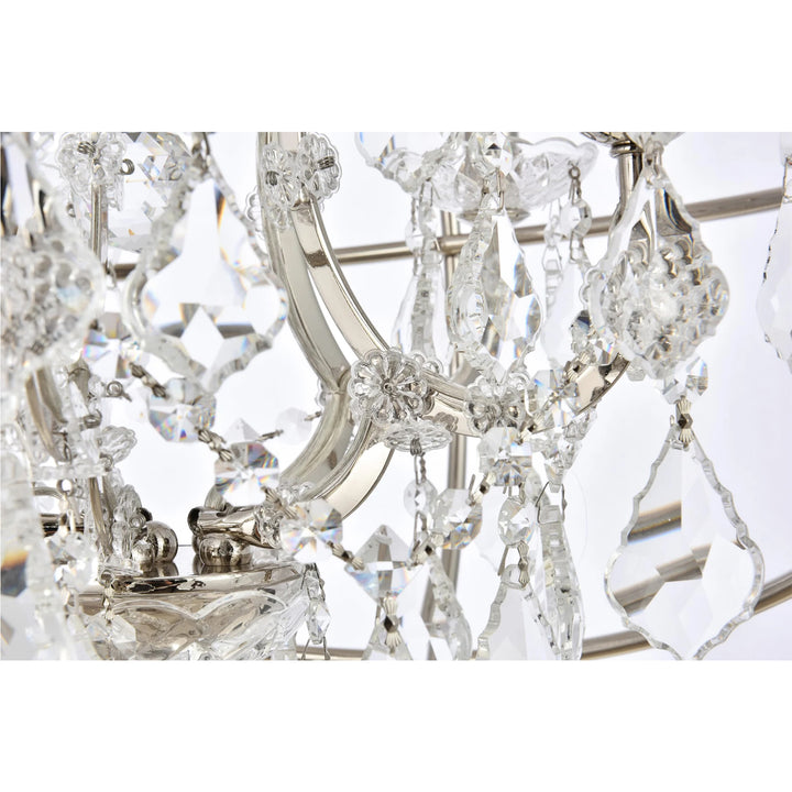 5 light polished nickel Pendant Clear Royal Cut crystal - View 6 - Joshua Marshal