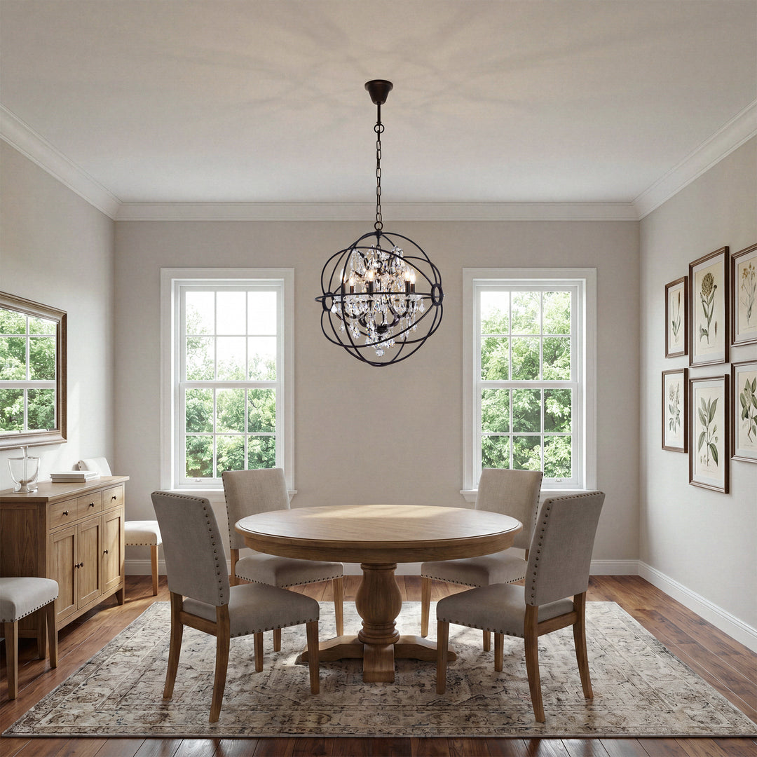 6 light Dark Bronze Chandelier Golden Teak (Smoky) Royal Cut crystal - View 2 - Joshua Marshal