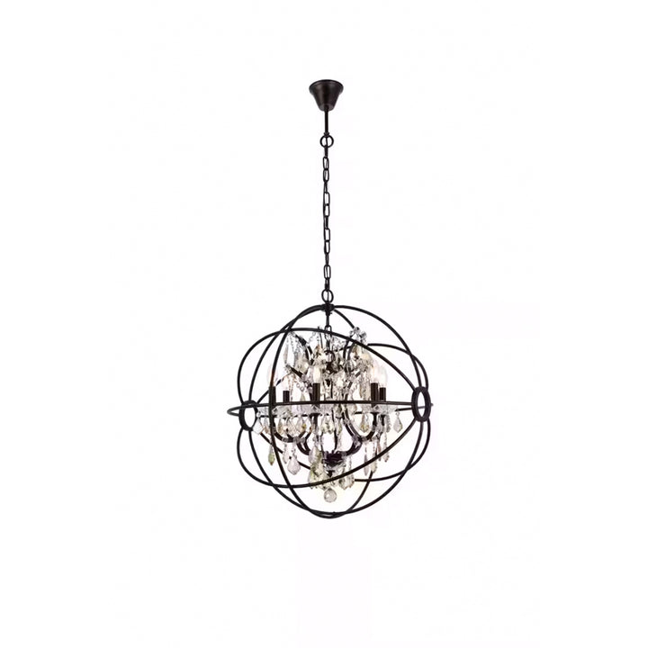 6 light Dark Bronze Chandelier Golden Teak (Smoky) Royal Cut crystal - View 3 - Joshua Marshal