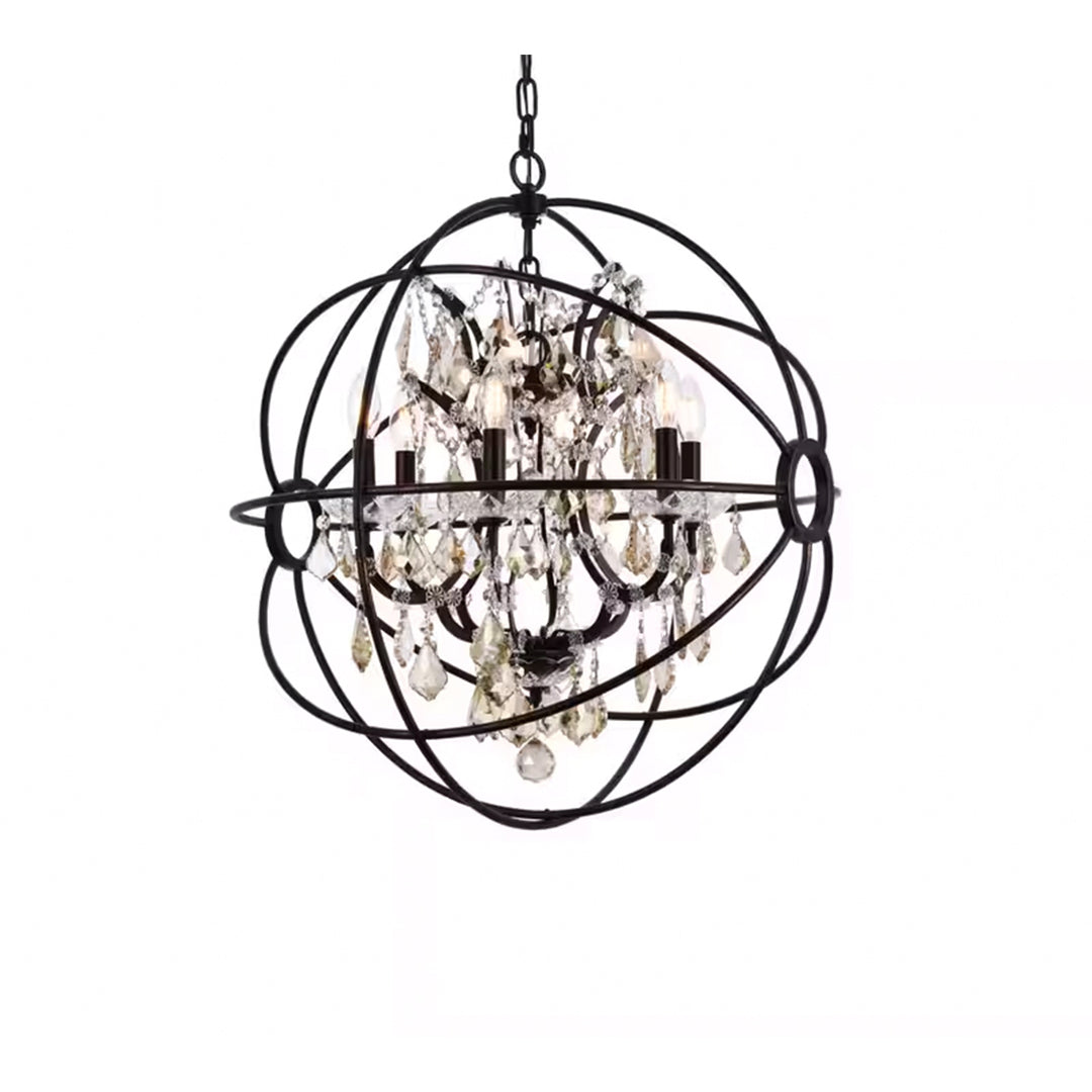 6 light Dark Bronze Chandelier Golden Teak (Smoky) Royal Cut crystal - View 4 - Joshua Marshal