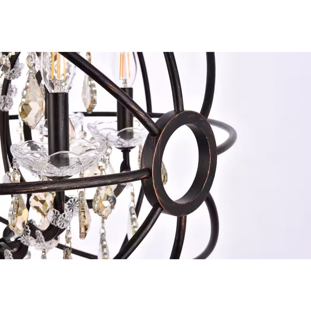 6 light Dark Bronze Chandelier Golden Teak (Smoky) Royal Cut crystal - View 5 - Joshua Marshal