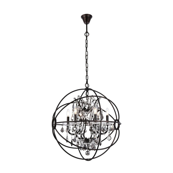 6 light Dark Bronze Chandelier Silver Shade (Grey) Royal Cut crystal - View 3 - Joshua Marshal
