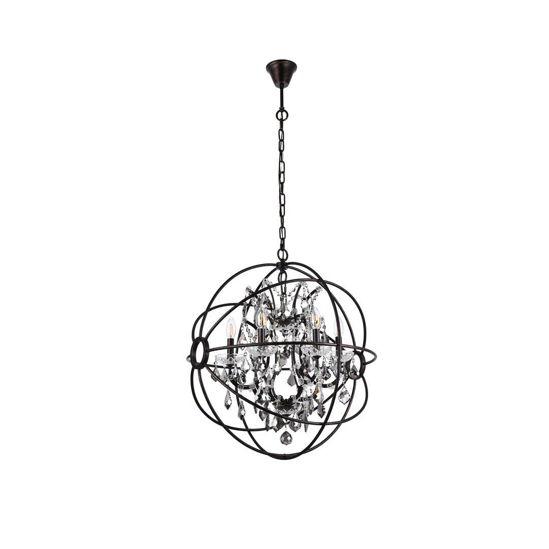 6 light Dark Bronze Chandelier Silver Shade (Grey) Royal Cut crystal - View 4 - Joshua Marshal