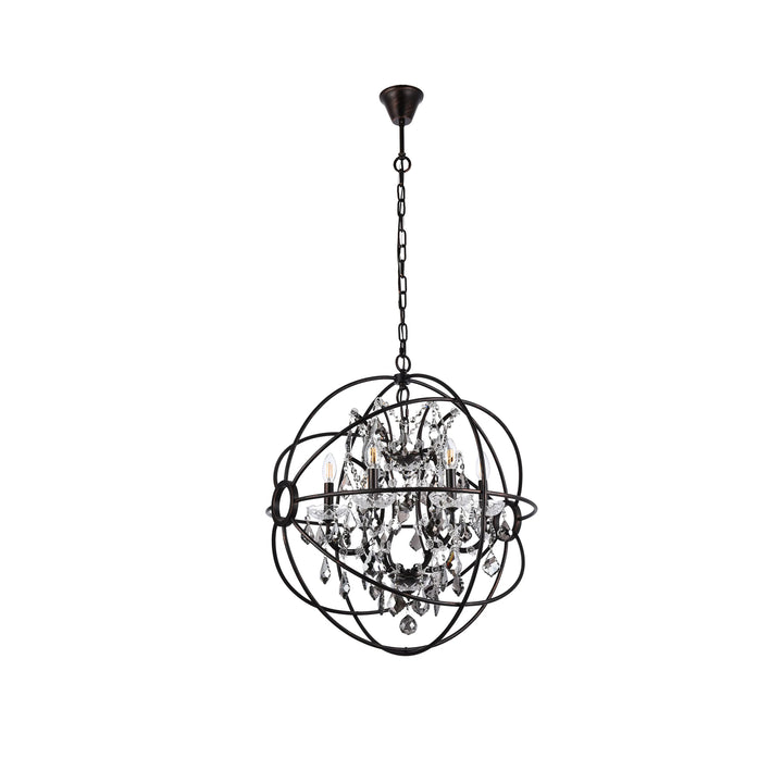 6 light Dark Bronze Chandelier Silver Shade (Grey) Royal Cut crystal - View 4 - Joshua Marshal