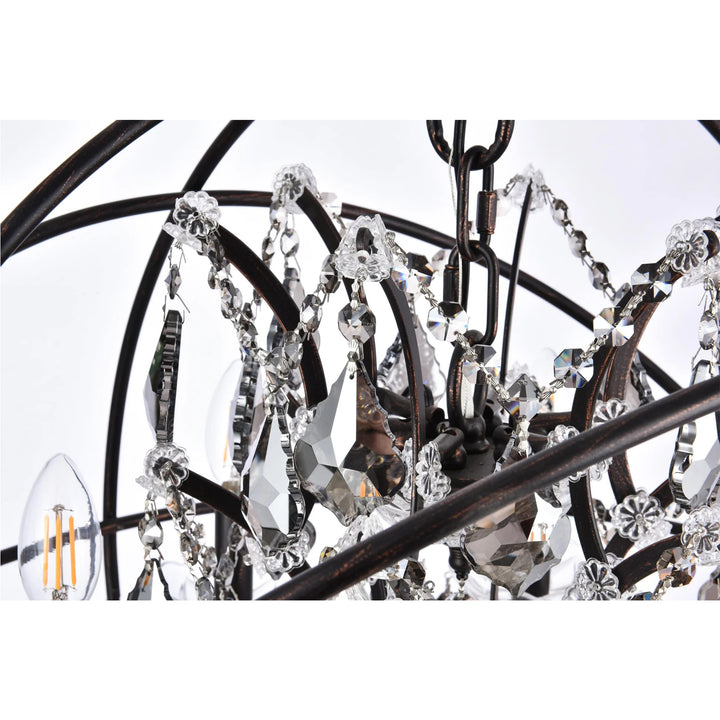 6 light Dark Bronze Chandelier Silver Shade (Grey) Royal Cut crystal - View 5 - Joshua Marshal