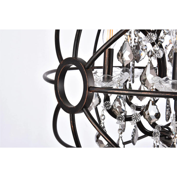 6 light Dark Bronze Chandelier Silver Shade (Grey) Royal Cut crystal - View 6 - Joshua Marshal