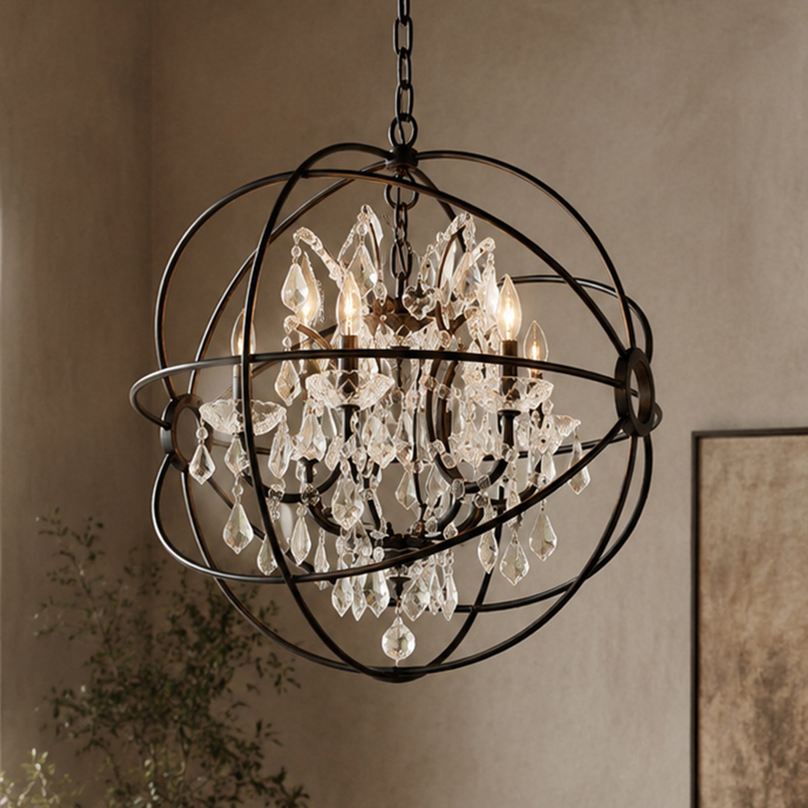 6 light Dark Bronze Chandelier Clear Royal Cut crystal Dark Bronze Finish - LIGHTING by Joshua Marshal
