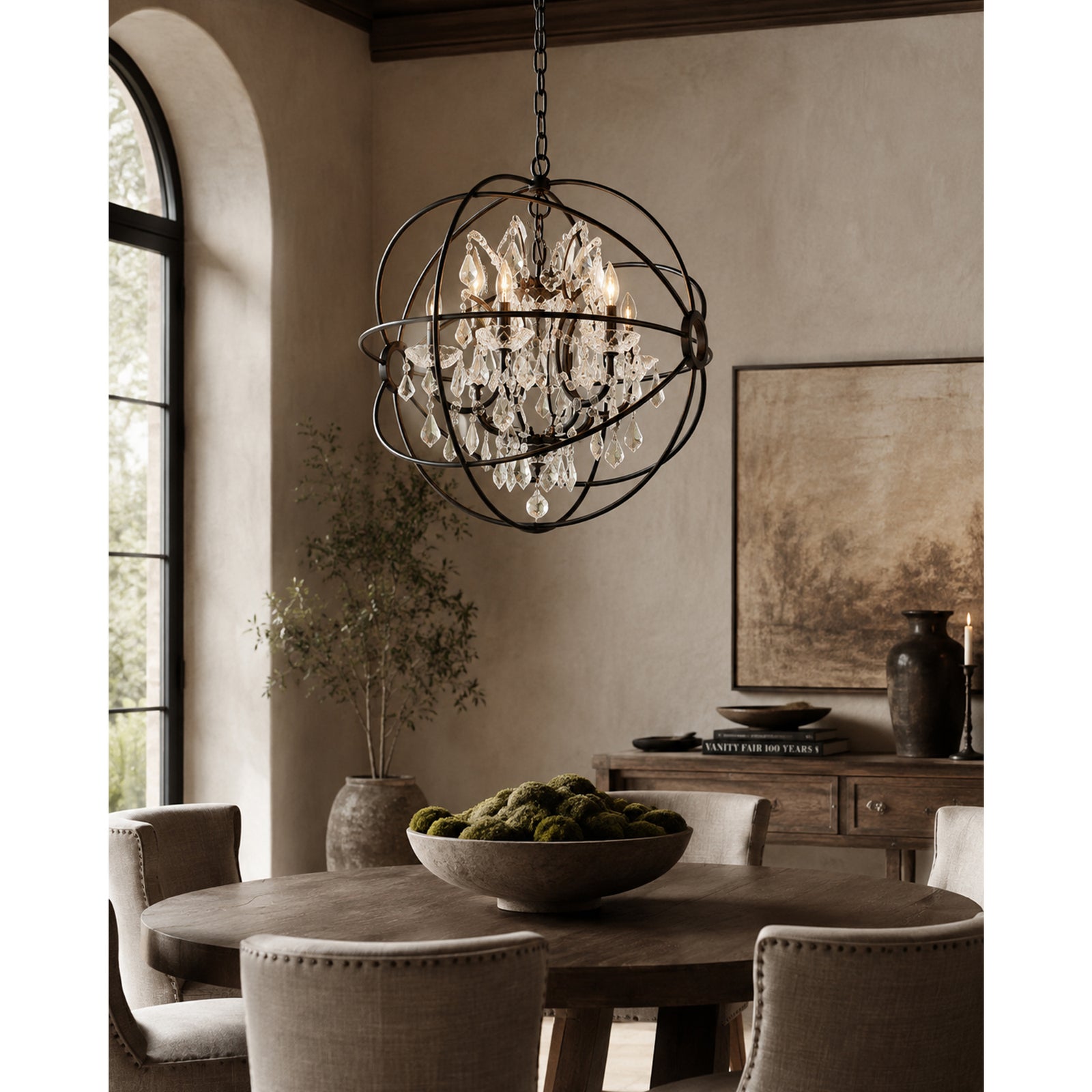 6 light Dark Bronze Chandelier Clear Royal Cut crystal - View 2 - Joshua Marshal