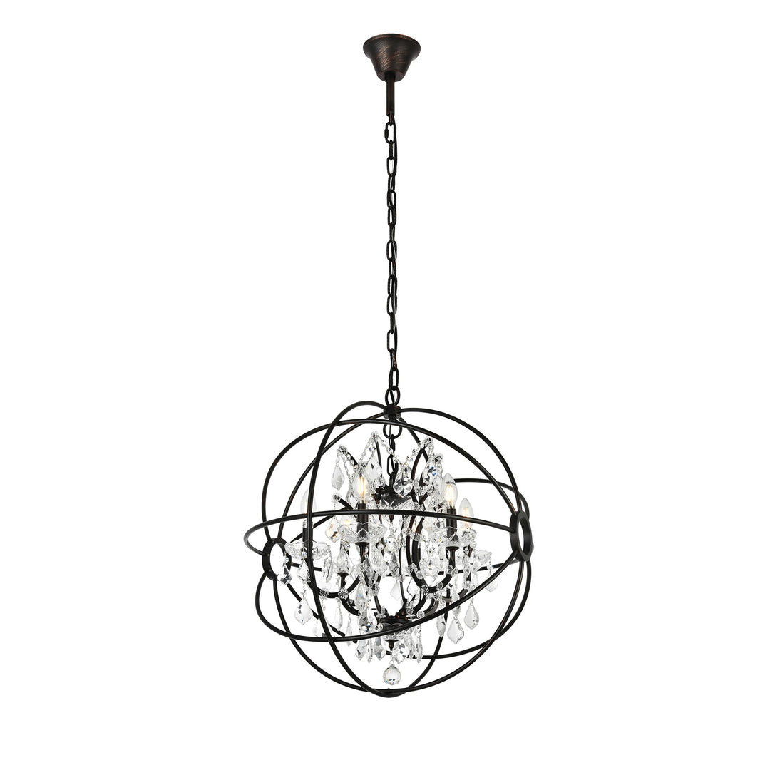 6 light Dark Bronze Chandelier Clear Royal Cut crystal - View 3 - Joshua Marshal