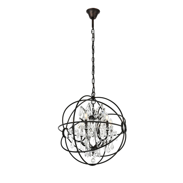 6 light Dark Bronze Chandelier Clear Royal Cut crystal - View 3 - Joshua Marshal