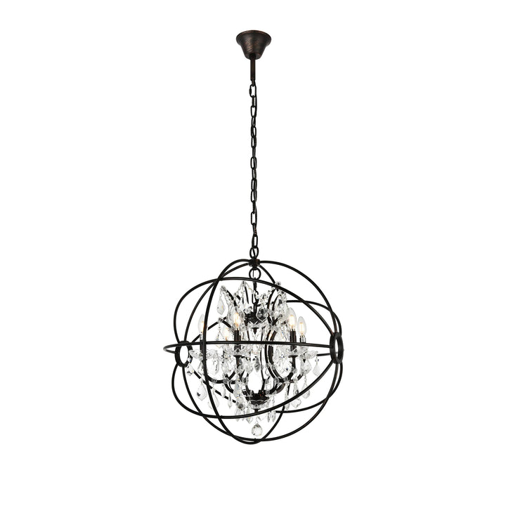 6 light Dark Bronze Chandelier Clear Royal Cut crystal - View 4 - Joshua Marshal