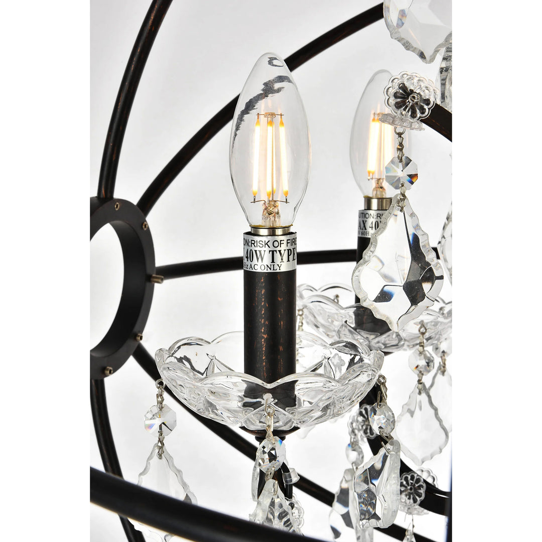 6 light Dark Bronze Chandelier Clear Royal Cut crystal - View 5 - Joshua Marshal