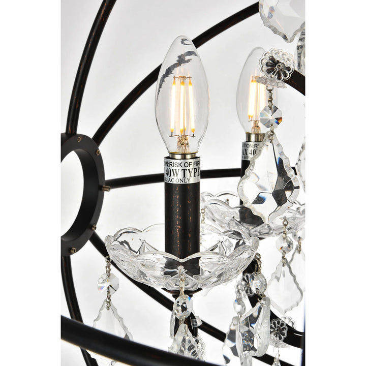 6 light Dark Bronze Chandelier Clear Royal Cut crystal - View 5 - Joshua Marshal