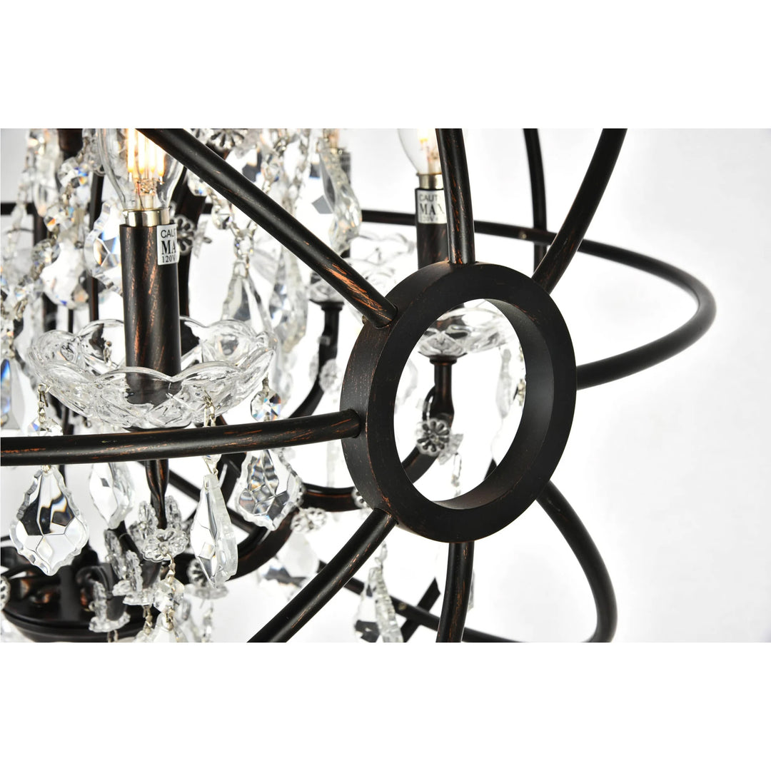 6 light Dark Bronze Chandelier Clear Royal Cut crystal - View 6 - Joshua Marshal