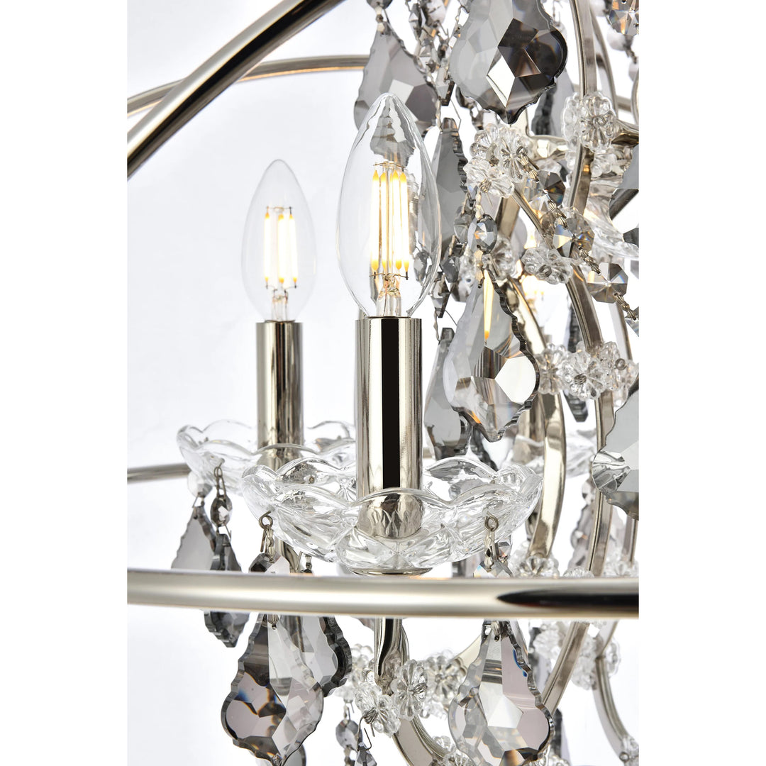 6 light polished nickel Chandelier Silver Shade (Grey) Royal Cut crystal - View 5 - Joshua Marshal