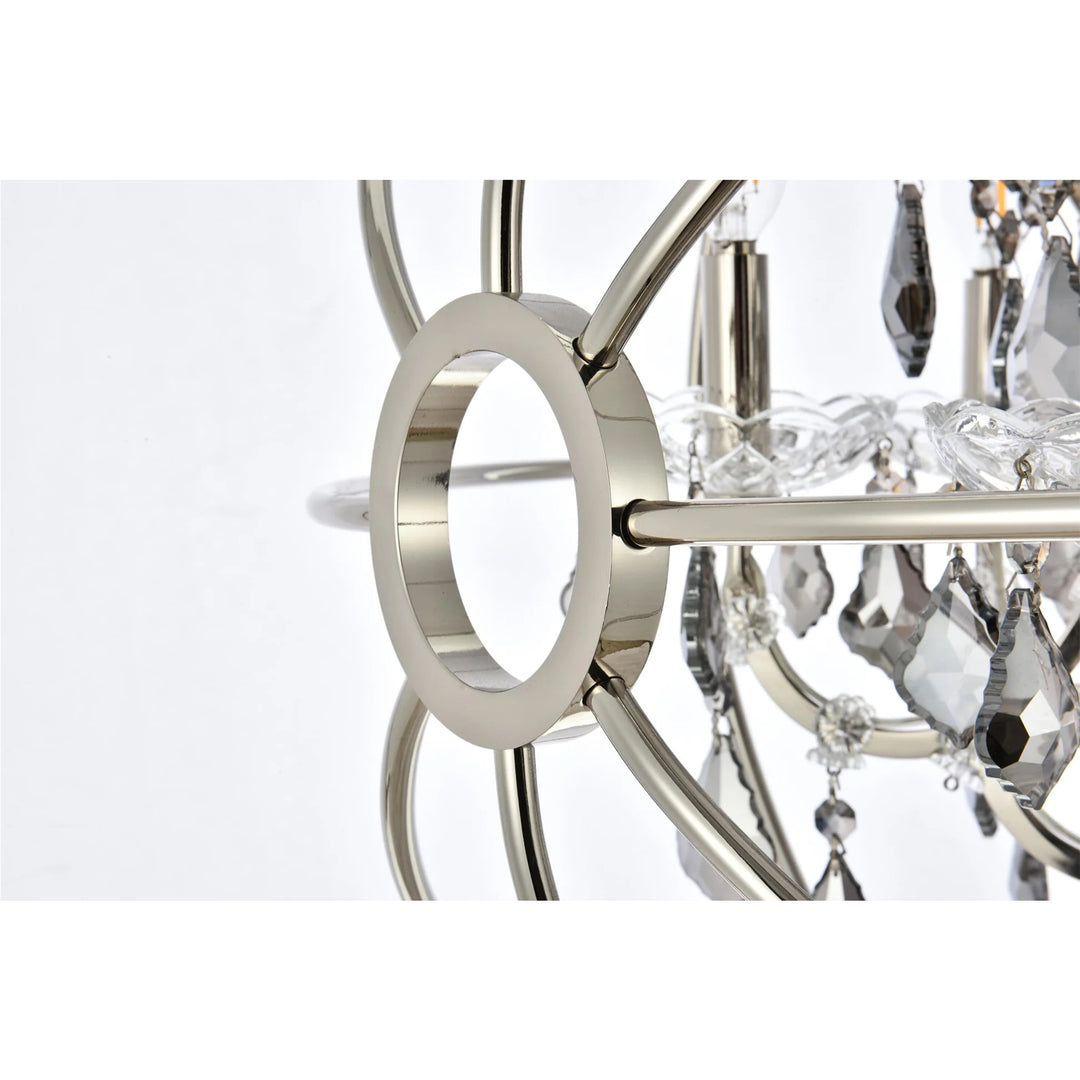 6 light polished nickel Chandelier Silver Shade (Grey) Royal Cut crystal - View 6 - Joshua Marshal
