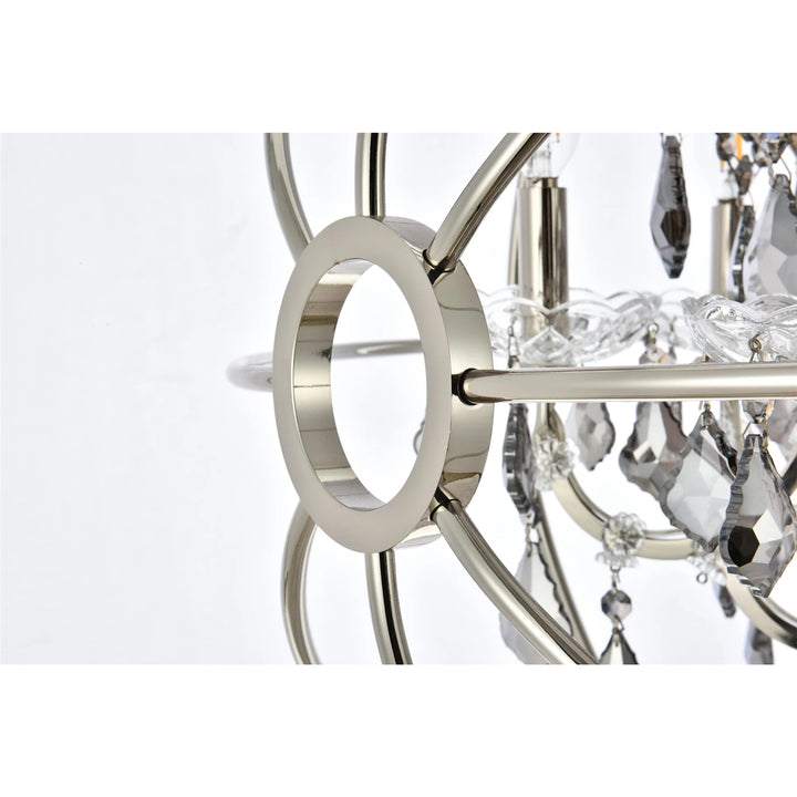 6 light polished nickel Chandelier Silver Shade (Grey) Royal Cut crystal - View 6 - Joshua Marshal