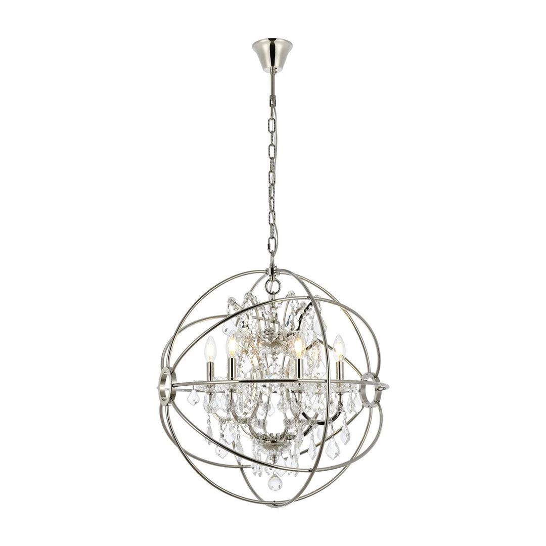 6 light polished nickel Chandelier Clear Royal Cut crystal - View 3 - Joshua Marshal