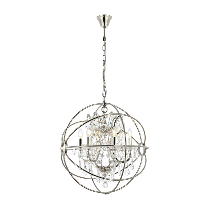 6 light polished nickel Chandelier Clear Royal Cut crystal - View 3 - Joshua Marshal