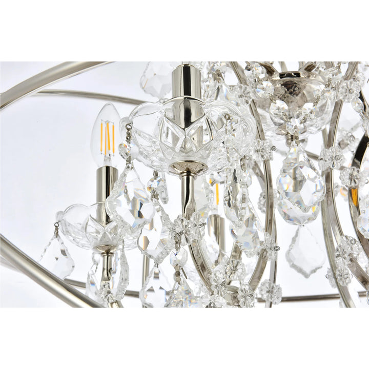 6 light polished nickel Chandelier Clear Royal Cut crystal - View 5 - Joshua Marshal