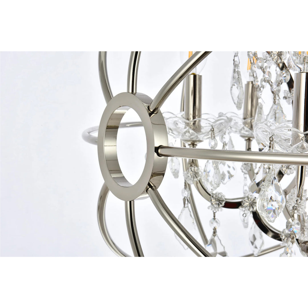 6 light polished nickel Chandelier Clear Royal Cut crystal - View 6 - Joshua Marshal