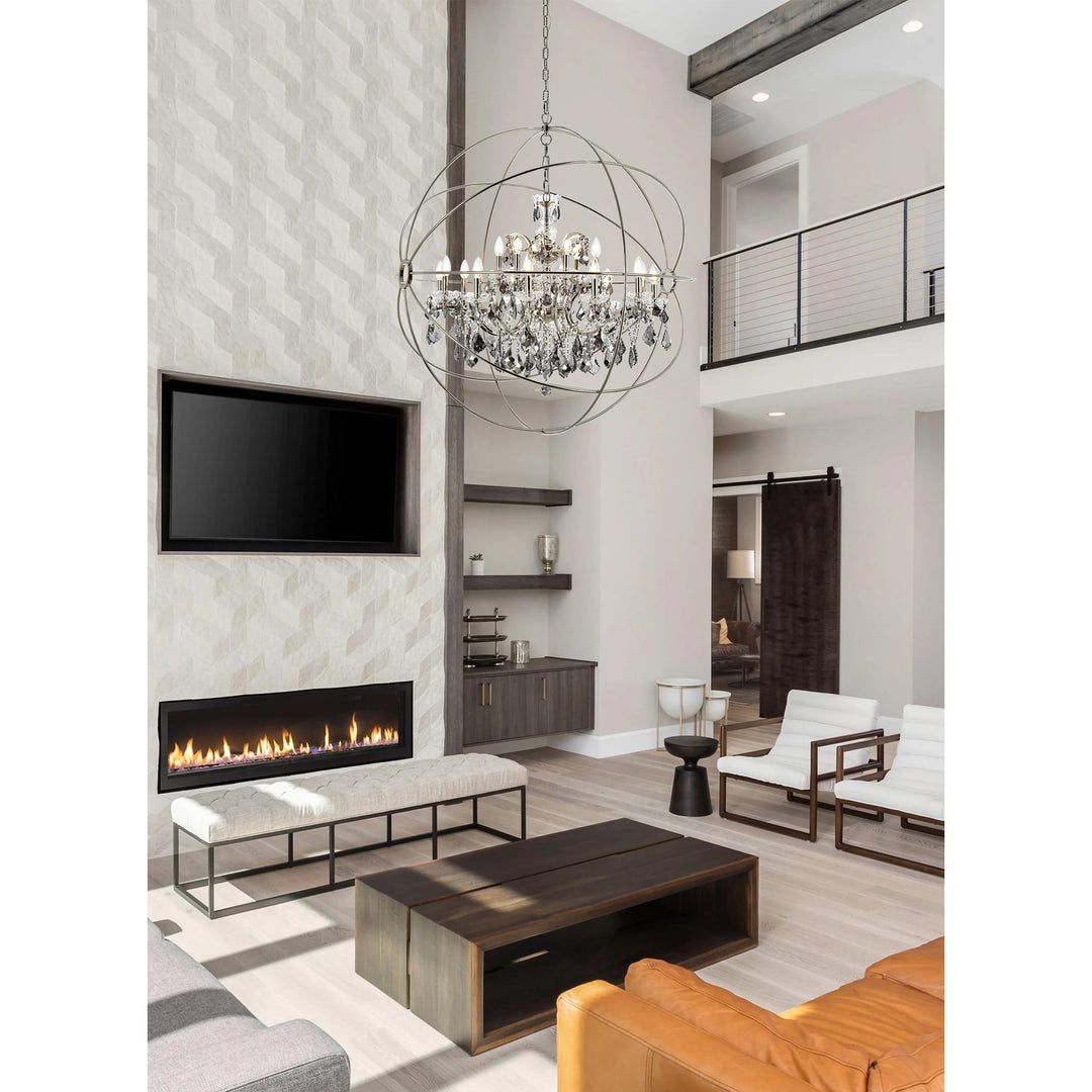 18 light polished nickel Chandelier Silver Shade (Grey) Royal Cut crystal - View 2 - Joshua Marshal
