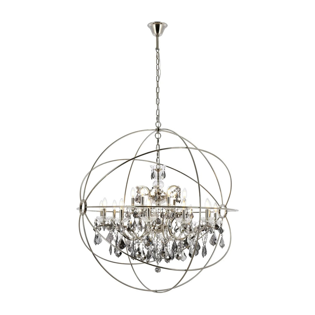 18 light polished nickel Chandelier Silver Shade (Grey) Royal Cut crystal - View 3 - Joshua Marshal