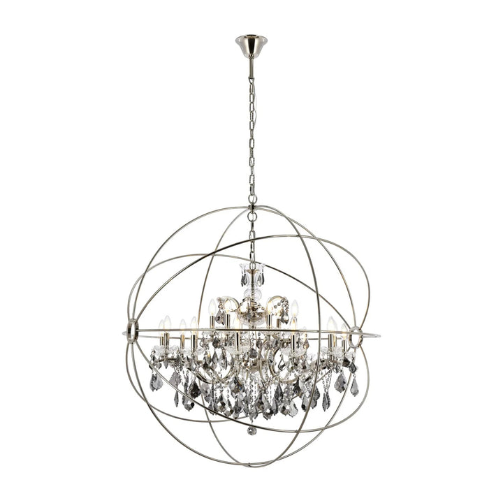 18 light polished nickel Chandelier Silver Shade (Grey) Royal Cut crystal - View 3 - Joshua Marshal