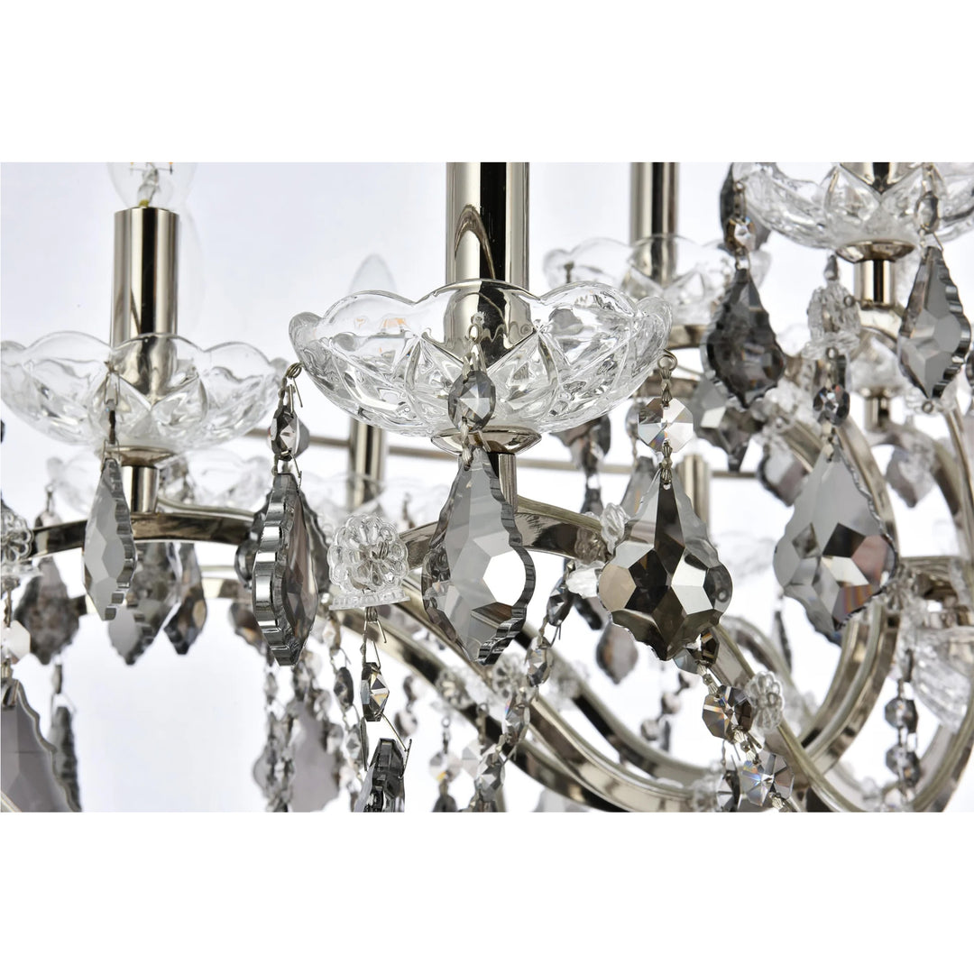 18 light polished nickel Chandelier Silver Shade (Grey) Royal Cut crystal - View 5 - Joshua Marshal