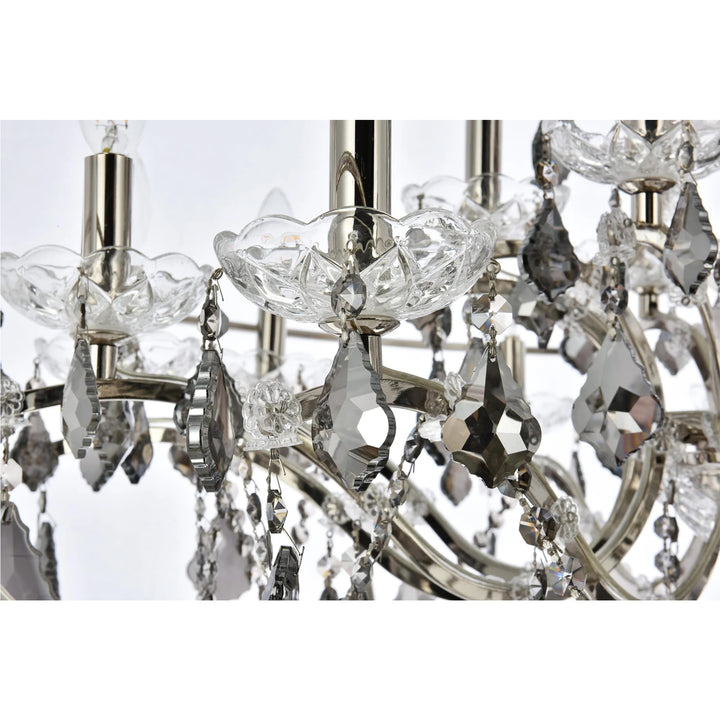 18 light polished nickel Chandelier Silver Shade (Grey) Royal Cut crystal - View 5 - Joshua Marshal