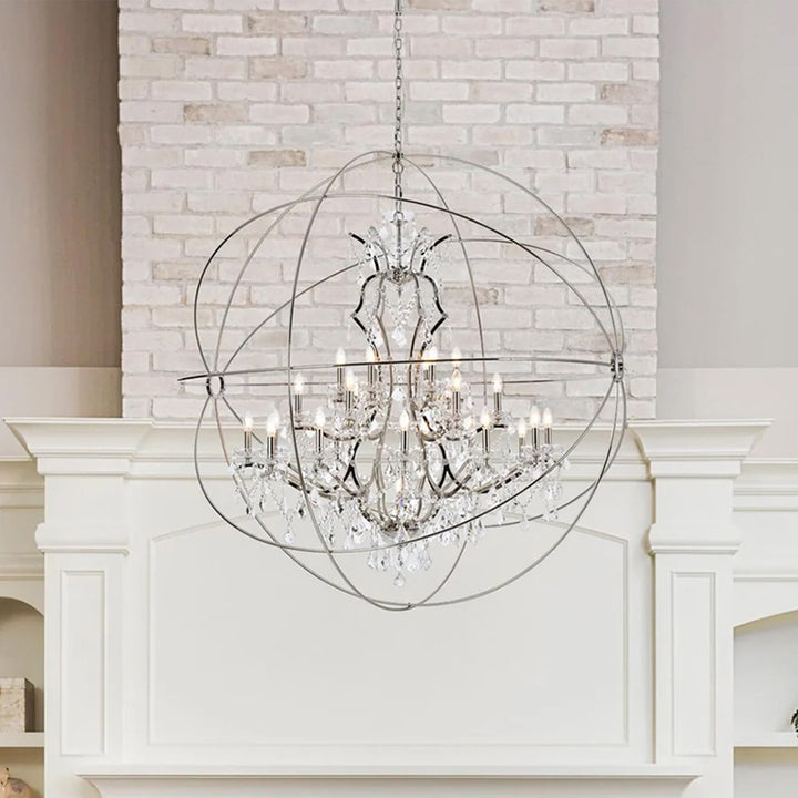 25 light polished nickel Chandelier Clear Royal Cut crystal Polished Nickel Finish - LIGHTING by Joshua Marshal