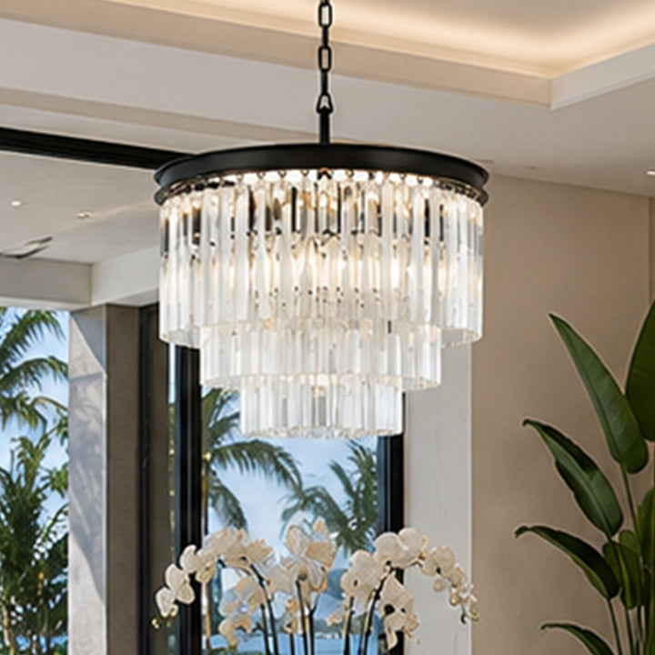 9 light Matte Black Chandelier Clear Royal Cut Crystal Mocha Brown Finish - LIGHTING by Joshua Marshal